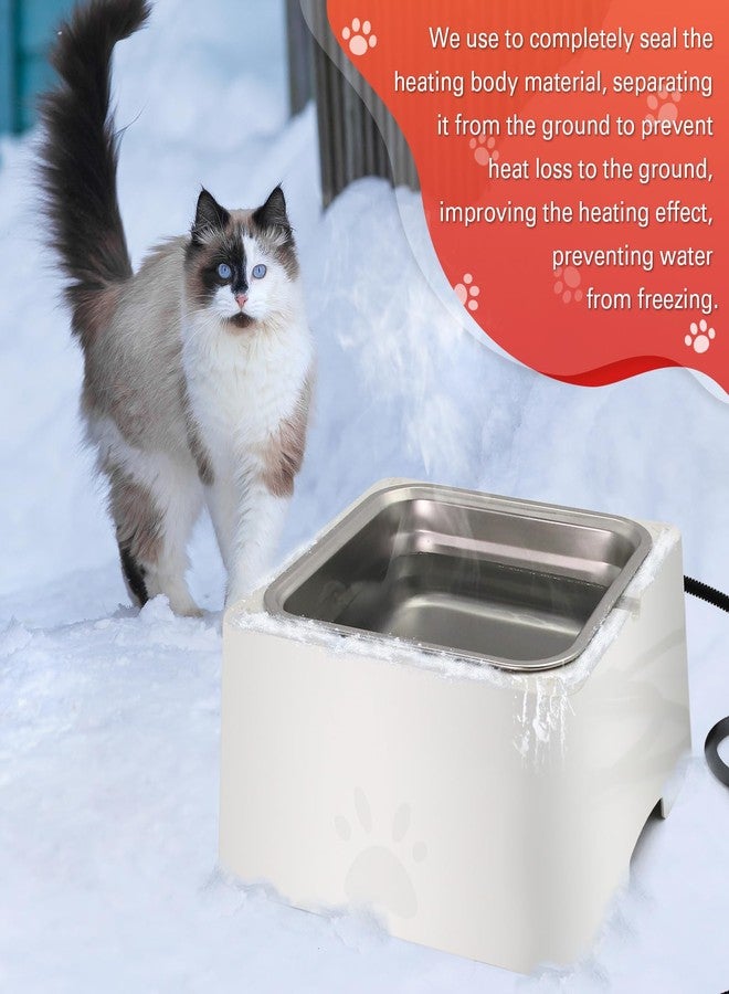 APlayfulBee Heated Water Bowl for Dog & Cat, 3.2L Outdoor Animal Heated Waterer Bowl with Removable Stainless Bowls, for Dogs, Cats, Chickens, Rabbit, Birds, Provide Non Freezing Water (White, Large) - Image 3